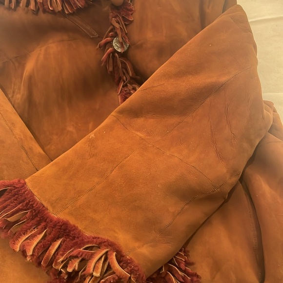 Vintage cognac Shearling jacket jacket Christia - Picture 6 of 7